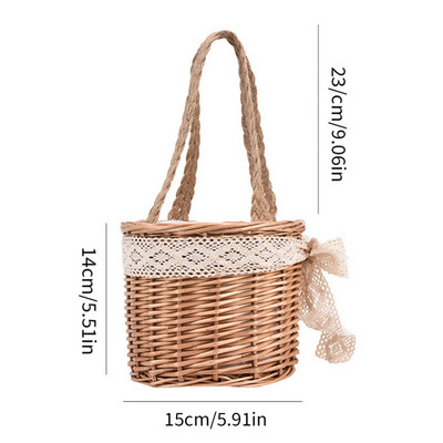 Nešiojami pinti krepšeliai rotango laikymo krepšelio dėžė piknikas mažas krepšelis vaisių gėlių krepšeliai su rankena, pynimo darbastalio organizatoriumi