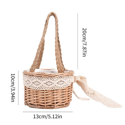 Nešiojami pinti krepšeliai rotango laikymo krepšelio dėžė piknikas mažas krepšelis vaisių gėlių krepšeliai su rankena, pynimo darbastalio organizatoriumi