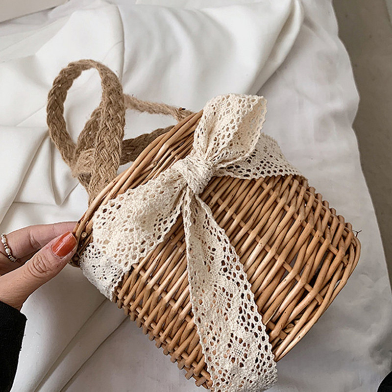 Nešiojami pinti krepšeliai rotango laikymo krepšelio dėžė piknikas mažas krepšelis vaisių gėlių krepšeliai su rankena, pynimo darbastalio organizatoriumi