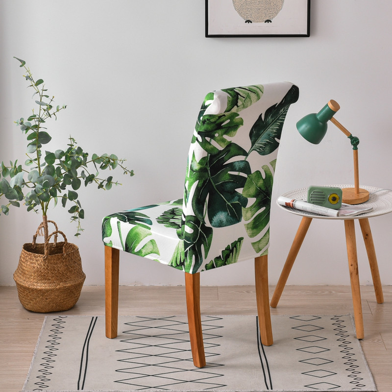 Huse pentru scaune din spandex, elastică, pentru acasă, pentru mese, cu imprimeu floral, huse pentru scaune multifuncționale, din pânză elastică din spandex, dimensiune universală