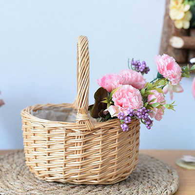 Säilituskorv Suure mahutavusega rotangist Vintage suurepärane lillekorv, kootud käeshoitav toidutaimehoidla lillekorv dekoratiivne