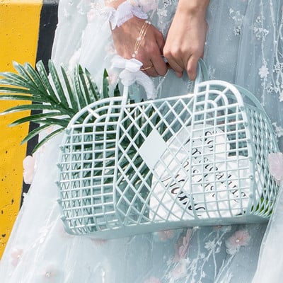 Suure mahutavusega kott Hollow Jelly Beach Holiday kaasaskantav kandekott, korduvkasutatav ja kergesti puhastatav plastist kaasaskantav vannikorv