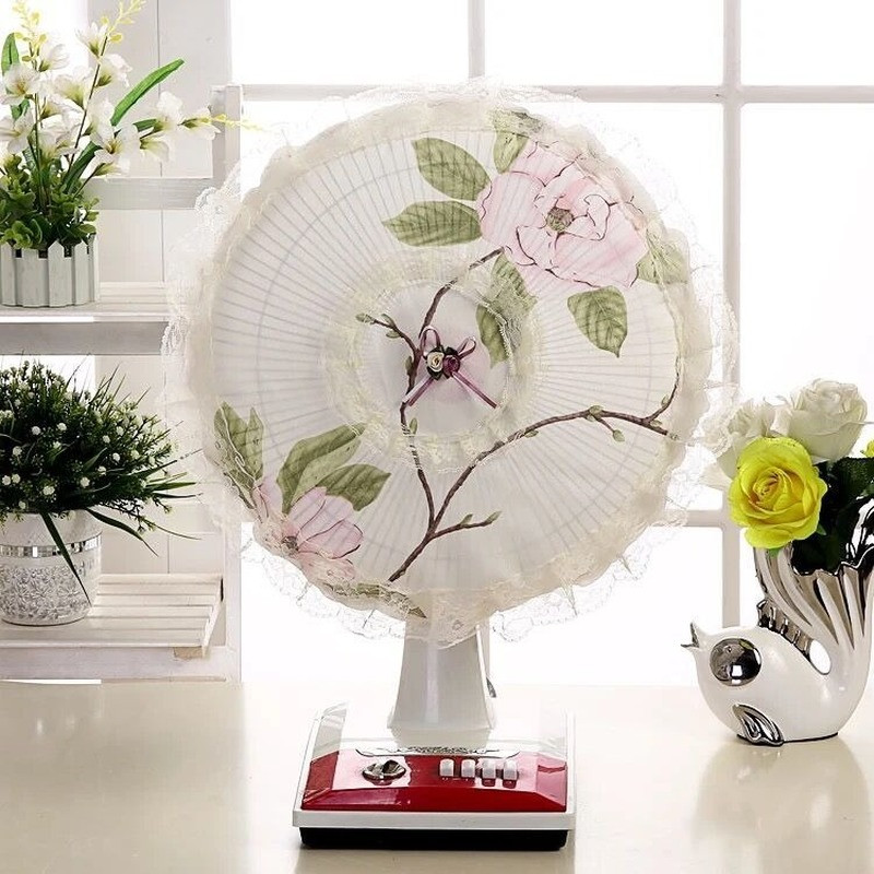 Elektriskie ventilatora pārsegi Ziedu dekoratīvie galda ventilatora putekļu vāki Mājsaimniecības universāls apaļas grīdas ventilators Pretsaspiešanas pirkstu aizsargmaciņa