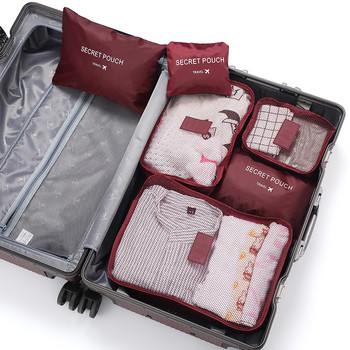 6PCS Комплект за съхранение на дрехи за пътуване Водоустойчиви чанти Преносим органайзер за багаж Опаковъчен куб 9 цвята Местен склад