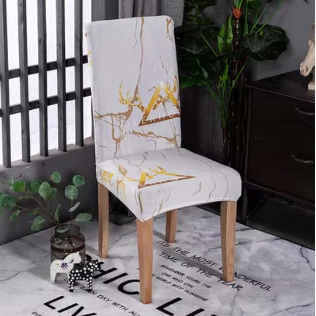 Elastīgi ēdamistabas krēslu pārvalki Marmora apdruka Pretnetīrumi Stretch Virtuves krēsli Sēdekļu pārvalki viesnīcas banketu ballīšu dekorēšanai