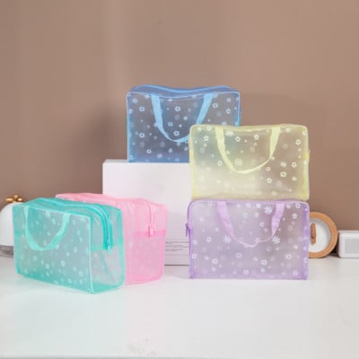 Geantă de depozitare cosmetice PVC rezistentă la apă în 5 culori, organizator transparent pentru femei pentru compresie husă de machiaj Genți de baie de călătorie