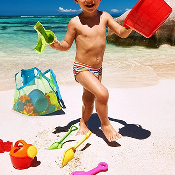 Παιδιά εξωτερικού χώρου με άμμο μακριά Protable Mesh Τσάντα Παιδικά παιχνίδια Τσάντες αποθήκευσης κολύμβησης Μεγάλη τσάντα παραλίας για πετσέτες Γυναικεία τσάντα καλλυντικών μακιγιάζ
