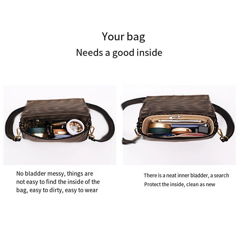 Veltinio įdėklo maišelių tvarkyklė, makiažo dėtuvės, įdėklas puikiai tinka firminėms moteriškoms rankinėms, bagetui ir kosmetikos krepšiams