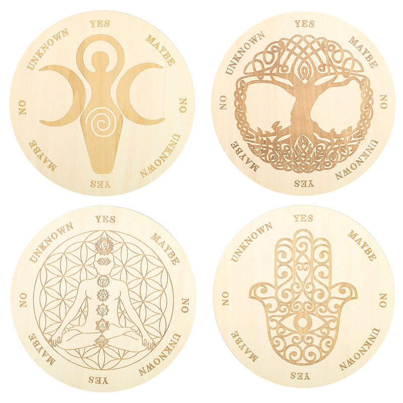 20 cm-es fából készült csakra ingadeszka energialap jóslás jógához meditációs tábla metafizikai oltárhoz, Wicca kellékek