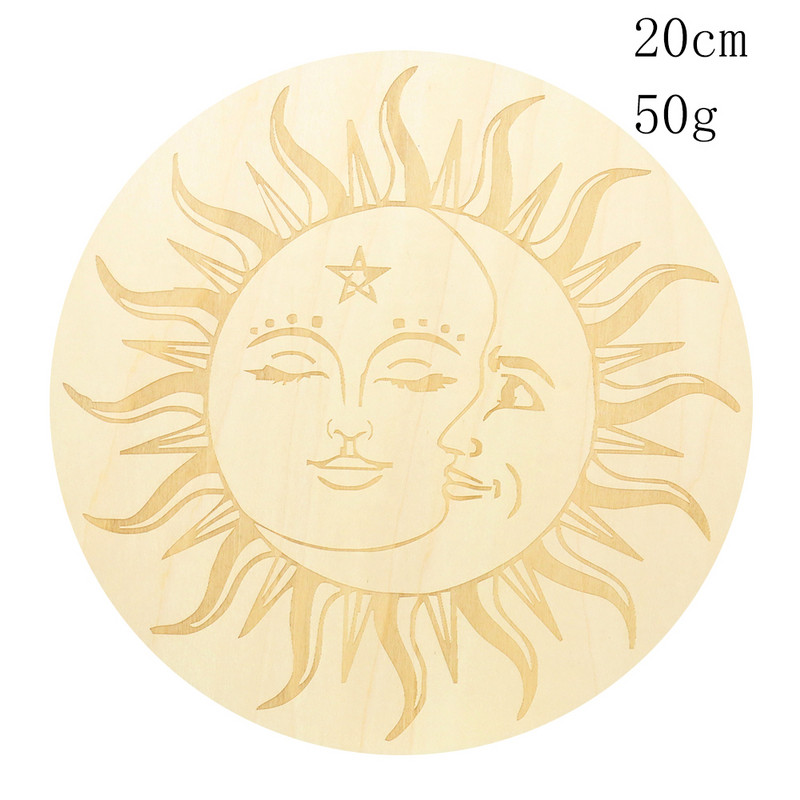 Kūrybingas saulės mėnulio raštas medinis būrimas švytuoklinė lenta lazeriu pjaustyta metafizinė altoriaus krištolinė ekrano padėkliukų namų dekoracija