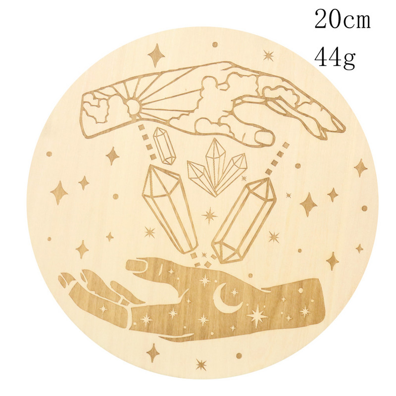 Kūrybingas saulės mėnulio raštas medinis būrimas švytuoklinė lenta lazeriu pjaustyta metafizinė altoriaus krištolinė ekrano padėkliukų namų dekoracija