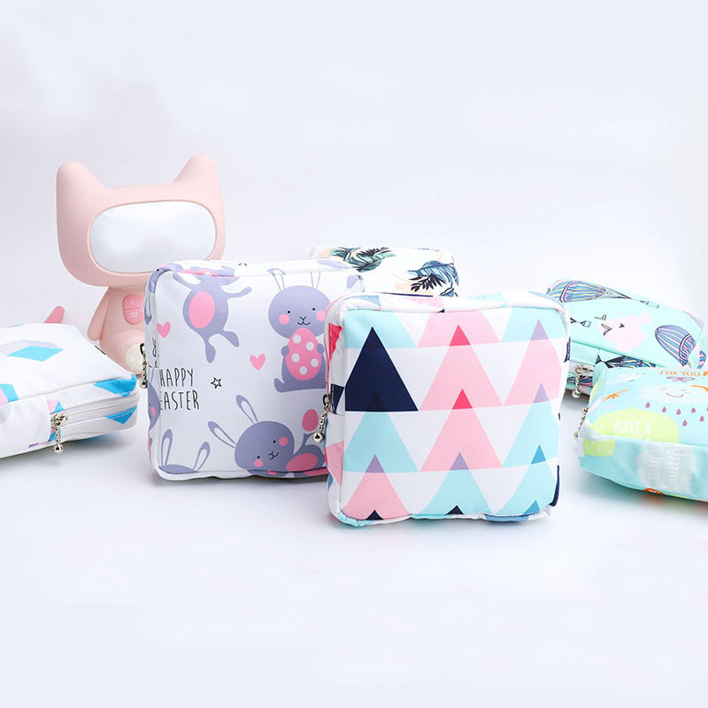 Sieviešu meiteņu higiēnas salvešu maisiņš dvieļu uzglabāšanas maisiņš grims Ceļojumu rāvējslēdzējs Kosmētiskā lūpu krāsa Austiņu tamponu uzglabāšanas maisiņi