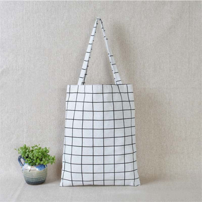 5 krāsu sieviešu pircēju soma Rūtainā lina kokvilnas audekla iepirkšanās plecu somas Videi draudzīgas salokāmas pārnēsājamas pārtikas preču somas