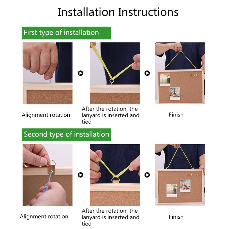KX4B korķa dēlis ar koka rāmi Dekoratīvs Viegli pakarināms Praktisks dekors Viegli lietojams
