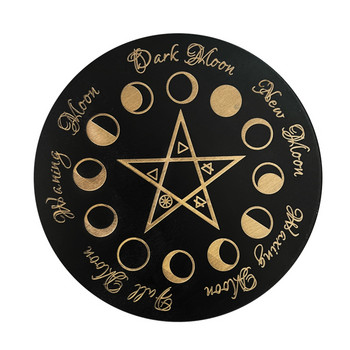 Дъска с махало Черен бял цвят със звезди Слънце Луна за гадаене Метафизична табла за съобщения Магьосничество Wiccan Алтар Консумативи