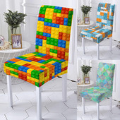 3D Print Spandex krēsla pārvalks Strech ēdamistabai Elastīgs ģeometrisks krēsla pārvalks virtuves krēslu aizsargs mājas dekors