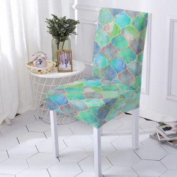 3D εκτύπωση Spandex Κάλυμμα καρέκλας Strech για τραπεζαρία Ελαστικό γεωμετρικό κάλυμμα καρέκλας σκαμπό κουζίνας Protector Διακόσμηση σπιτιού
