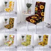 Elastīgi ēdamistabas krēslu pārvalki Saulespuķu apdrukas krēsla pārvalks Strech virtuves krēslu pārvalks Mājas ballīšu dekorēšanas piederumi