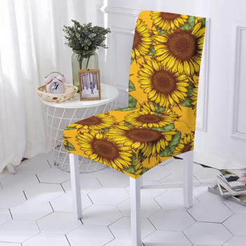 Ελαστικά καλύμματα καρέκλας τραπεζαρίας Ηλίανθος καρέκλα εκτύπωσης Slipcover Strech σκαμπό κουζίνας Κάλυμμα Αξεσουάρ διακόσμησης για πάρτι σπιτιού