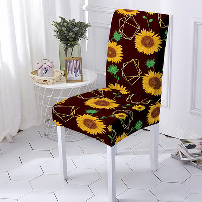 Elastīgi ēdamistabas krēslu pārvalki Saulespuķu apdrukas krēsla pārvalks Strech virtuves krēslu pārvalks Mājas ballīšu dekorēšanas piederumi