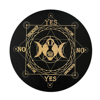 Medinė būrimo švytuoklės lenta Juoda balta spalva su žvaigždėmis Saulės mėnulis būrimui pranešimų lentos metafizinis altoriaus dekoras