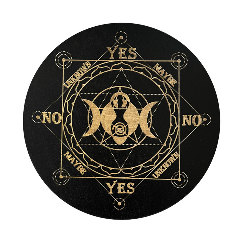 Medinė būrimo švytuoklės lenta Juoda balta spalva su žvaigždėmis Saulės mėnulis būrimui pranešimų lentos metafizinis altoriaus dekoras