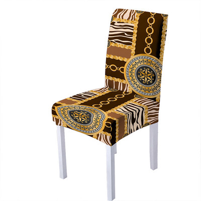 Retro ēdamistabas krēslu pārvalki 3D zelta ķēdes drukas spandeksa krēsla pārvalks Ģeometriskais sēdekļa pārvalks viesistabas ballīšu dekorēšanai
