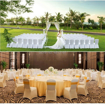 Λευκό κάλυμμα καρέκλας γάμου Universal Stretch Polyester Spandex ελαστικά καλύμματα καθισμάτων Weddings Hotel Outdoor Banquet Dinner Party
