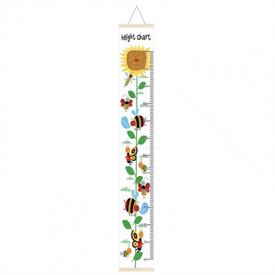Висяща на стена Диаграма за ръст на деца Карикатура Забавна дървена линийка за измерване на височината на бебе Детски декоративни диаграми за растеж