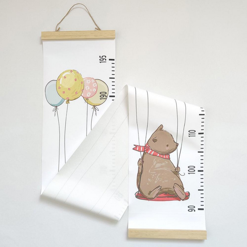 Din lemn pentru agățat pe perete, indicator de diagramă de creștere, riglă de măsurare a înălțimii bebelușului, model de desene animate, pânză fără miros, detașabilă pentru camera copilului