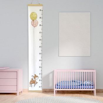 Дървено платно Графики за растеж на стената Декоративна таблица Висяща бебешка линийка за измерване на височина Подвижен стикер за стена за детска стая