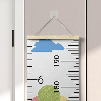 Детски стенни таблици за растеж Дървена рамка Измерване на височина Линийка Плат Платно Подвижен стикер за стена за Декорация на детска стая