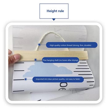 Детски стенни таблици за растеж Дървена рамка Измерване на височина Линийка Плат Платно Подвижен стикер за стена за Декорация на детска стая