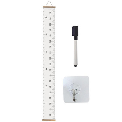 Gyerek falra akasztott növekedési diagramok fakeret magasságmérő vonalzó Szövet vászon eltávolítható falmatrica gyerekeknek gyerekszoba dekoráció