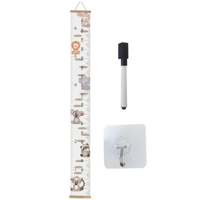 Gyerek falra akasztott növekedési diagramok fakeret magasságmérő vonalzó Szövet vászon eltávolítható falmatrica gyerekeknek gyerekszoba dekoráció