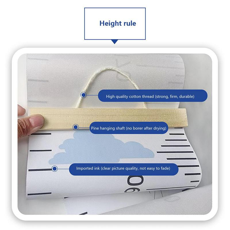 Gyerek falra akasztott növekedési diagramok fakeret magasságmérő vonalzó Szövet vászon eltávolítható falmatrica gyerekeknek gyerekszoba dekoráció