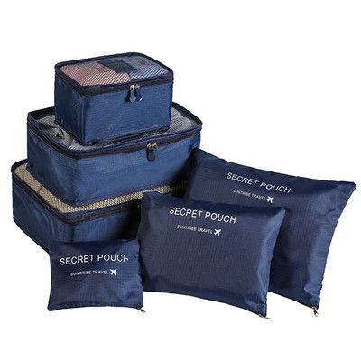 6 τεμάχια Σετ Travel Organizer Τσάντες αποθήκευσης Βαλίτσα Σετ συσκευασίας Θήκες αποθήκευσης Φορητή οργάνωση αποσκευών Ρούχα Τακτοποιημένη θήκη παπουτσιών