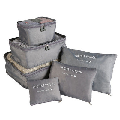 6 τεμάχια Σετ Travel Organizer Τσάντες αποθήκευσης Βαλίτσα Σετ συσκευασίας Θήκες αποθήκευσης Φορητή οργάνωση αποσκευών Ρούχα Τακτοποιημένη θήκη παπουτσιών