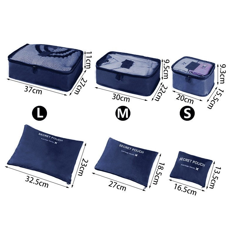 6 τεμάχια Σετ Travel Organizer Τσάντες αποθήκευσης Βαλίτσα Σετ συσκευασίας Θήκες αποθήκευσης Φορητή οργάνωση αποσκευών Ρούχα Τακτοποιημένη θήκη παπουτσιών