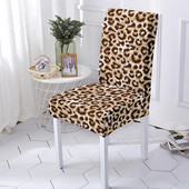 Mājsaimniecības ēdamistabas krēsla pārvalks Leopard Print Netīrumu necaurlaidīgi ēdamistabas krēslu pārvalki Spandex Stretch krēsla spilvena aizsargs Mazgājams