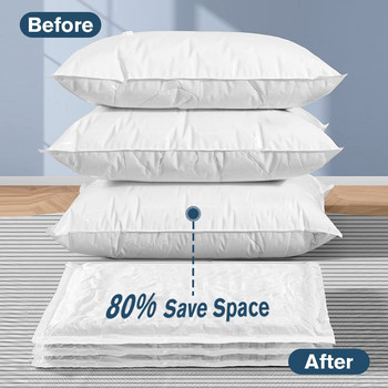 Вакуумни торбички за съхранение Спестете 80% от дрехи Одеяла Съхранение на спално бельо Спестяване на място за пътуване Премиум торбичка за вакуумна компресия