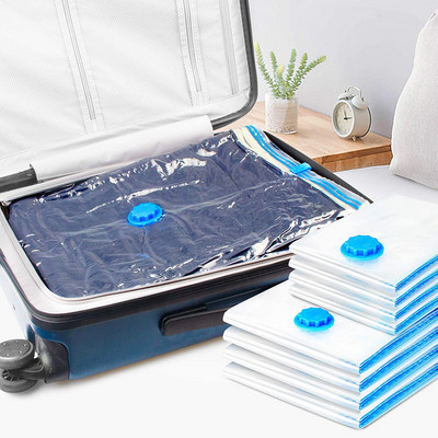 Вакуумни торбички за съхранение Спестете 80% от дрехи Одеяла Съхранение на спално бельо Спестяване на място за пътуване Премиум торбичка за вакуумна компресия