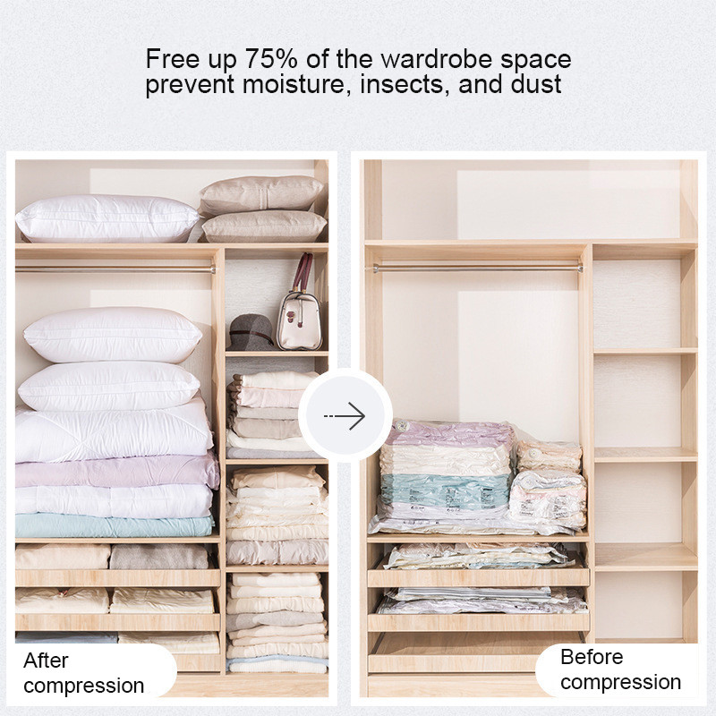 Vákuumos tárolótáskák Ruhák Paplan Otthon Szervező Átlátszó Összecsukható Helytakarékosság Tömörítési Csomag Kiegészítők Kellékek