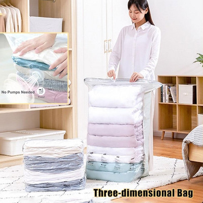 No Need Pump Vacuum Bags Μεγάλες πλαστικές τσάντες αποθήκευσης για αποθήκευση ρούχων Κουβέρτες συμπίεση άδεια τσάντα καλύμματα Αξεσουάρ ταξιδιού