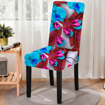 3D Print Κάλυμμα καρέκλας τραπεζαρίας Strech ελαστικό φλοράλ κάλυμμα καρέκλας για καλύμματα καθισμάτων Σκαμπό κουζίνας Διακόσμηση σπιτιού ξενοδοχείου