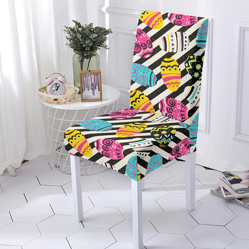 Häid lihavõttepühi värviline muna elastne kontoritooli kate, veniv eemaldatav tihedalt pakitud moodsad istmekatted hotelli köögi jaoks