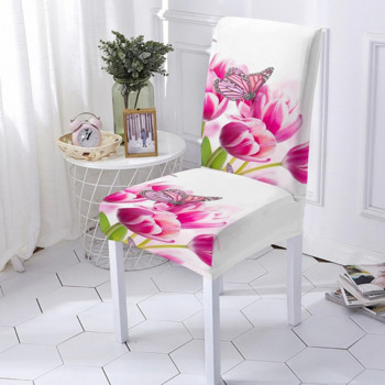 Νέα καλύμματα καρέκλας τραπεζαρίας Strech Flower Leaf Print Slipcover καρέκλας για σκαμπό κουζίνας Ελαστικά καλύμματα καθισμάτων Decor Silla