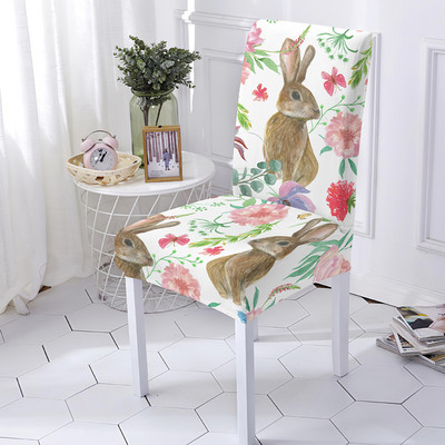 Happy Easter Egg Rabbit elastīgais krēsla pārvalks, elastīgs, noņemams, cieši ietīts sēdekļu pārvalks ēdamistabas virtuves birojam