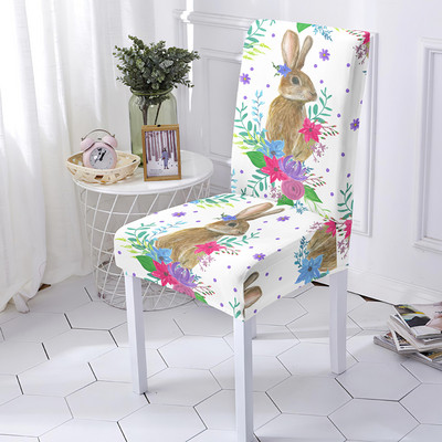 Happy Easter Egg Rabbit elastīgais krēsla pārvalks, elastīgs, noņemams, cieši ietīts sēdekļu pārvalks ēdamistabas virtuves birojam