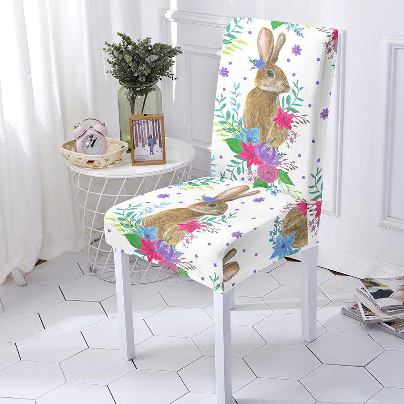 Happy Easter Egg Rabbit elastīgais krēsla pārvalks, elastīgs, noņemams, cieši ietīts sēdekļu pārvalks ēdamistabas virtuves birojam